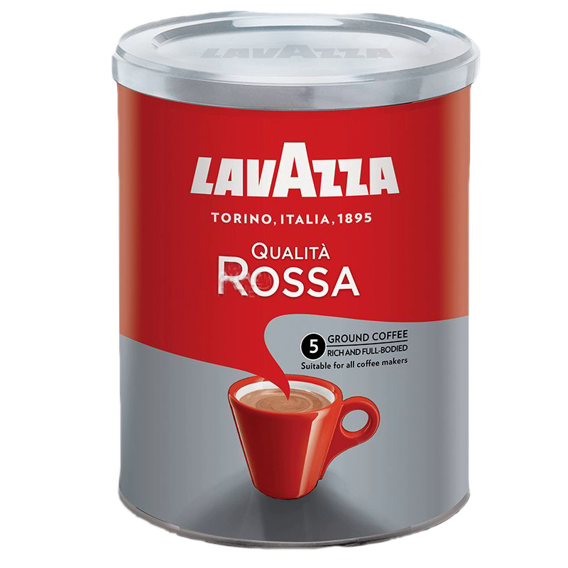 Сoffe Lavazza Qualita Rossa, 250 g, middle roasting, ground coffee, can.